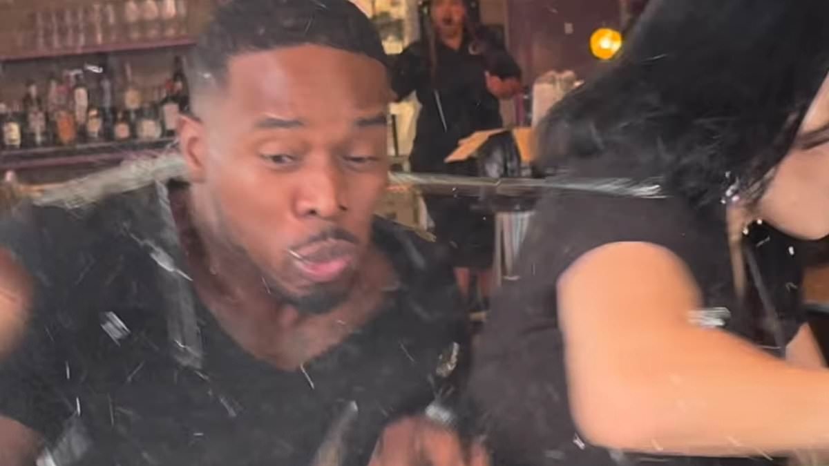 Car smashes through window and into influencer couple reviewing their meal