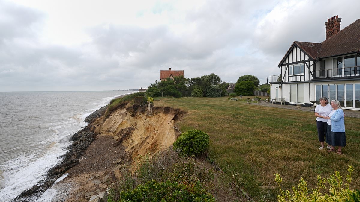 Widow, 88, fears her house could fall off cliff as erosion drags her street towards the sea - while neighbours fight to save their £1million homes