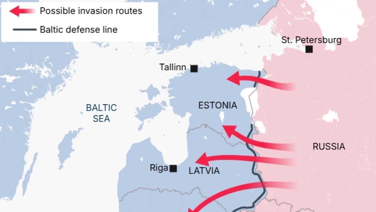 Europe's new iron curtain: Lithuania plans 30-mile-deep 'defence line' along Baltic borders with minefields, booby-trapped bridges and anti-tank dragon's teeth to stop Russia invading