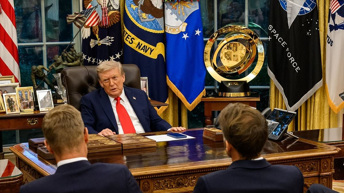 Fans convinced they've spotted Noni Madueke's missing Club World Cup medal in White House Oval Office - as US President Donald Trump hosted European leaders