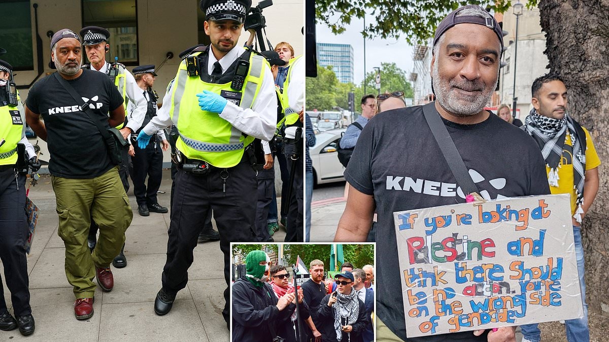 Free speech row as man arrested after holding sign that had words 'Palestine' and 'action' written on it outside Kneecap court hearing