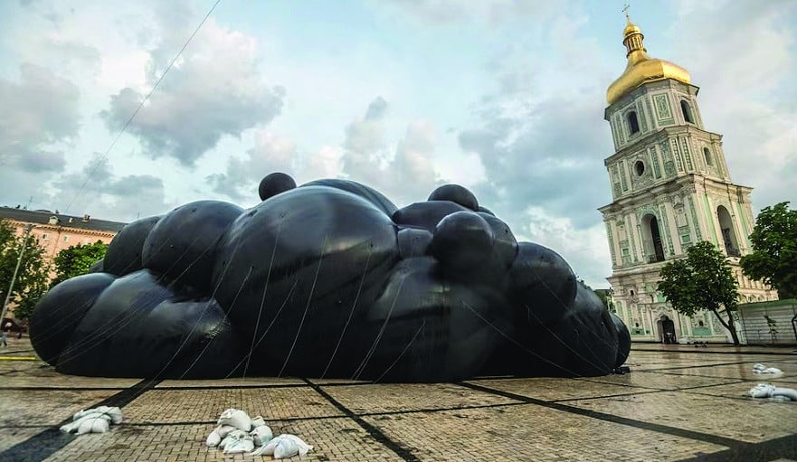 Black Cloud' installation envelopes Ukraine streets