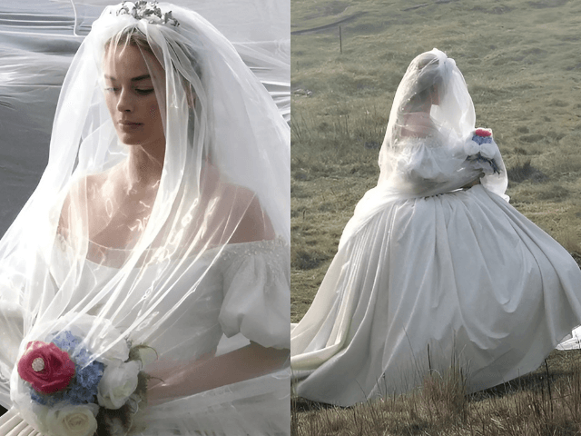 Margot Robbie stuns in gothic wedding gown while filming 'Wuthering Heights' adaptation, sparking debate over authenticity