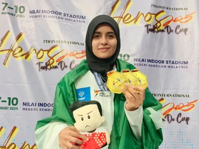 Pakistani athlete wins 3 gold medals at 2025 Taekwondo Championship in Malaysia