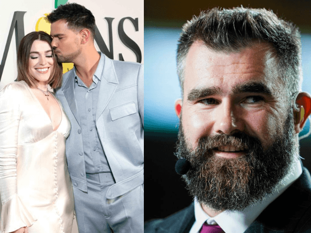 Taylor Lautner's wife reacts to Jason Kelce's Team Edward stance