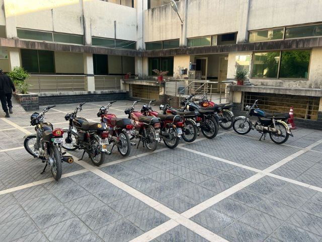 Islamabad Police crack down on one-wheeling, seize dozens of motorcycles