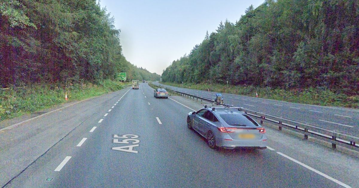 Van fire on A55 causes delays