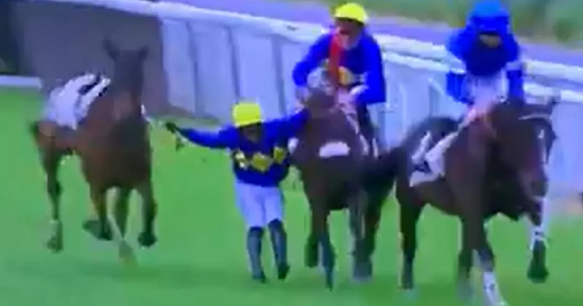French horse racing jockey 'hangs on for dear life' in incredible incident at Auteuil