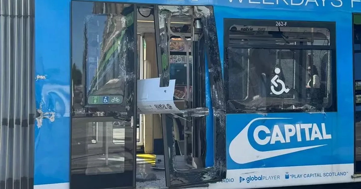 Lorry crashes with Edinburgh Tram 'leaving shattered glass everywhere'