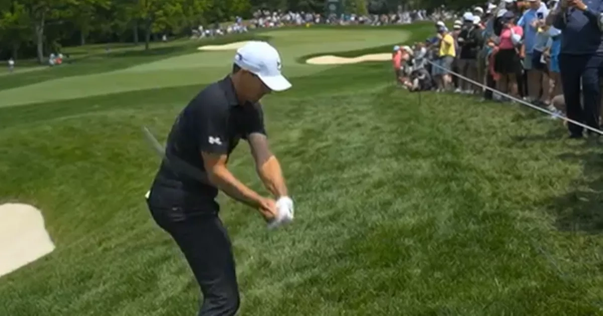 Jordan Spieth leaves Sky Sports commentators stunned as he narrowly misses spectators with wild shot