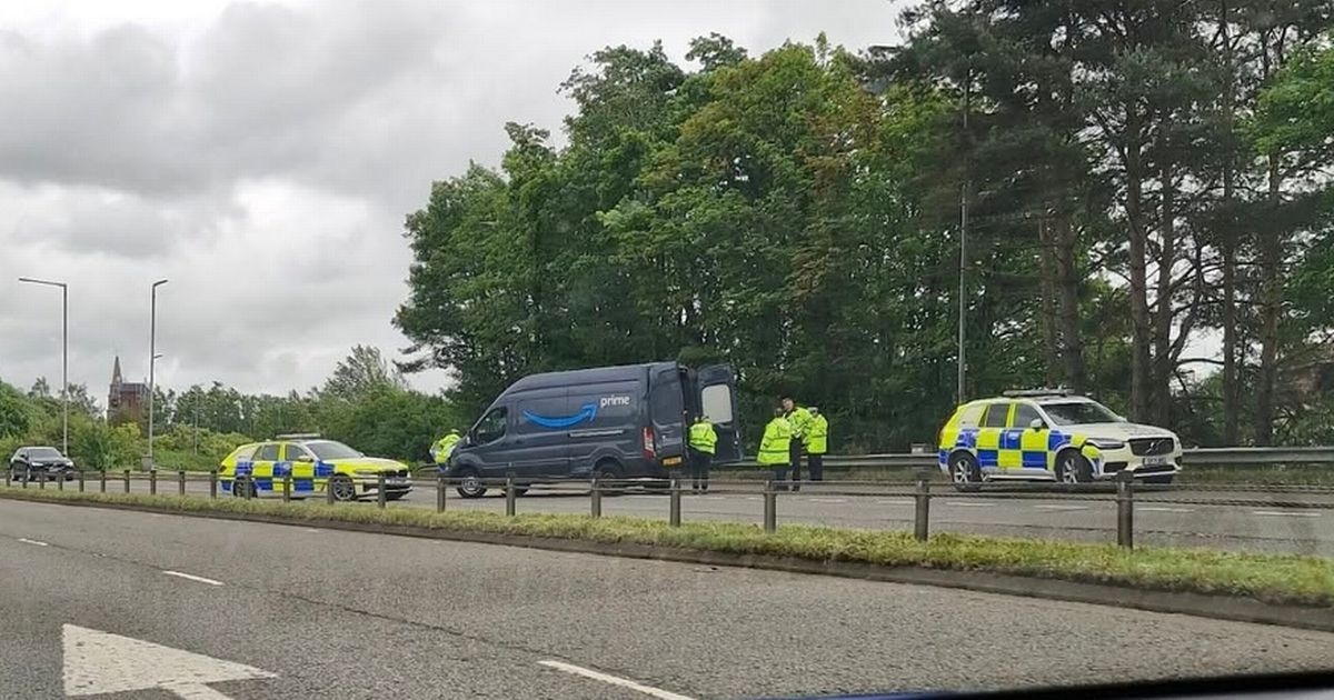 Stolen Amazon van crashes with police car after chase through Ayrshire town
