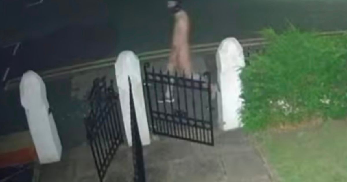 Naked man prowling streets in 'gimp mask' caught on door camera