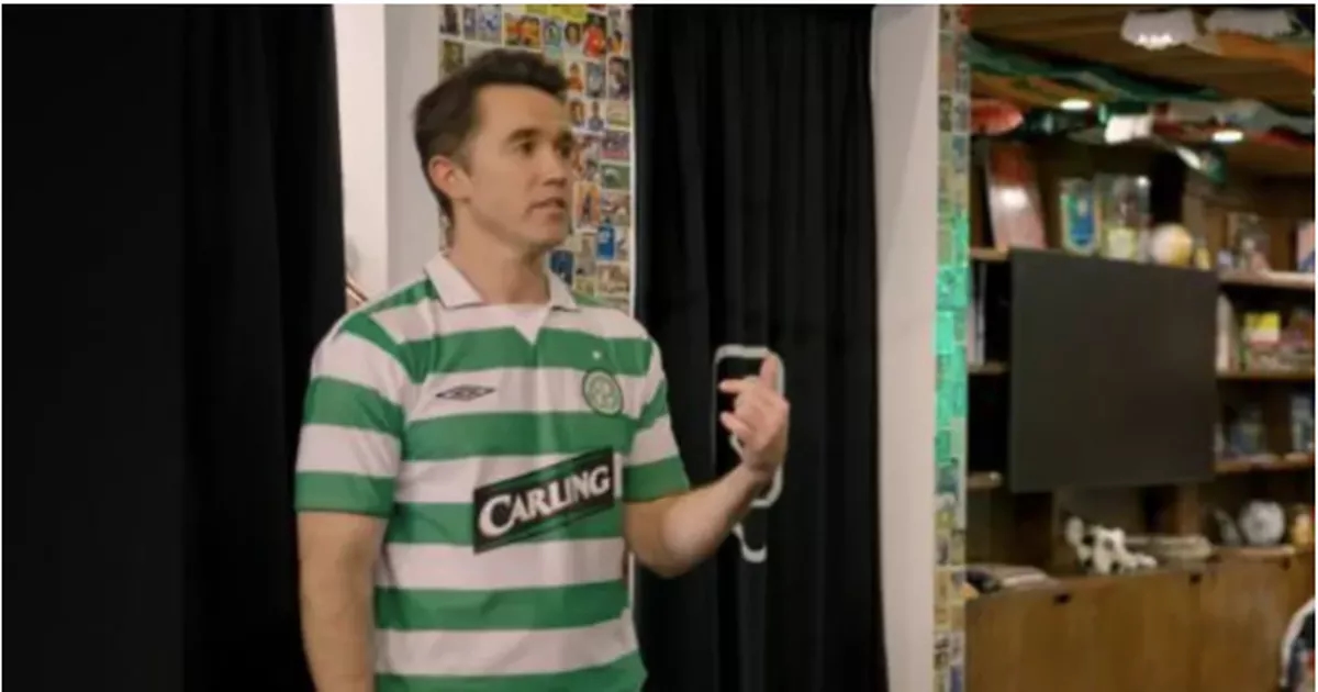 Rob McElhenney asks if Celtic are protestant or catholic when donning retro kit