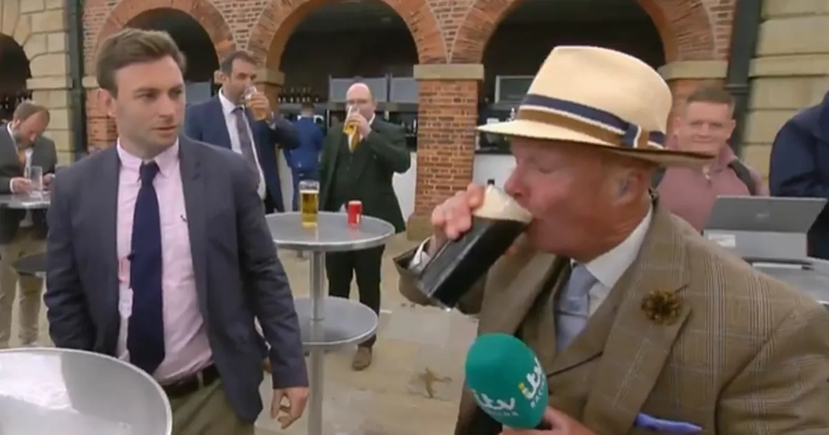 TV presenter downs stranger's pint and says 'I'm going home' live on air