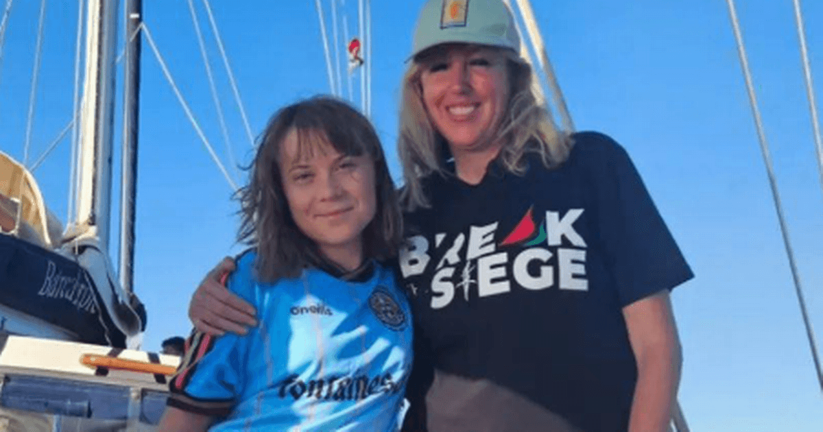 Greta Thunberg sets sail on Gaza aid ship wearing League of Ireland jersey