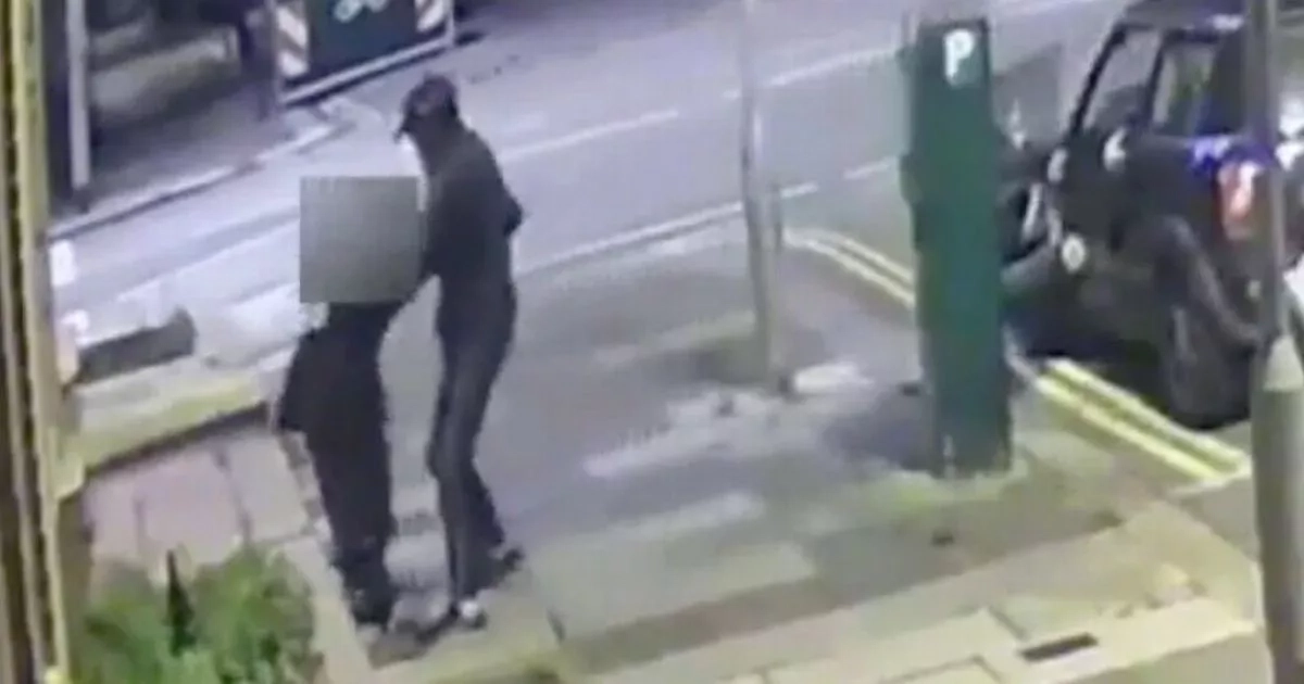 Harrowing moment balaclava-clad thug randomly snatches woman off street