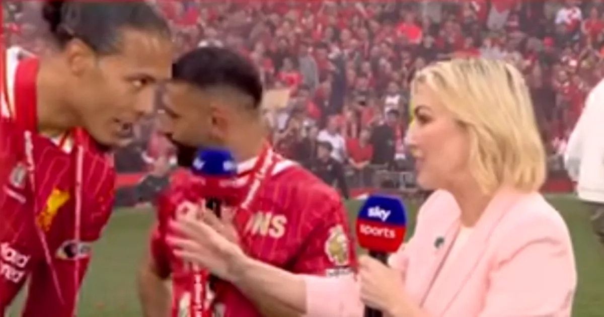 Sky Sports host apologises to Mo Salah and Virgil van Dijk during trophy party