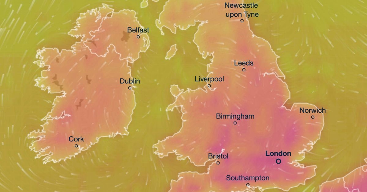 Britain facing 29C scorcher in just days as weather maps turn fiery red