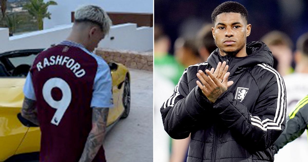 Marcus Rashford responds as Man Utd team-mate pictured in Aston Villa shirt