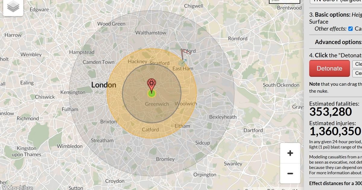 Grim interactive tracker shows how safe you'll be if nuclear bomb hits