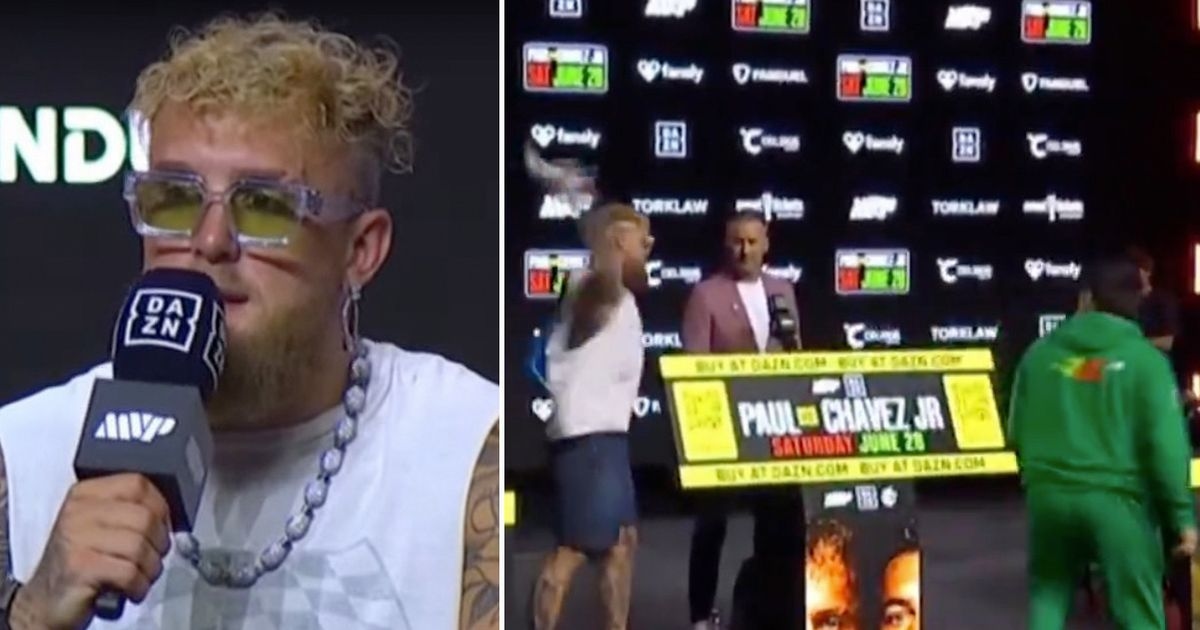 Jake Paul press conference ERUPTS as boxer throws shirt at Julio Cesar Chavez Jr
