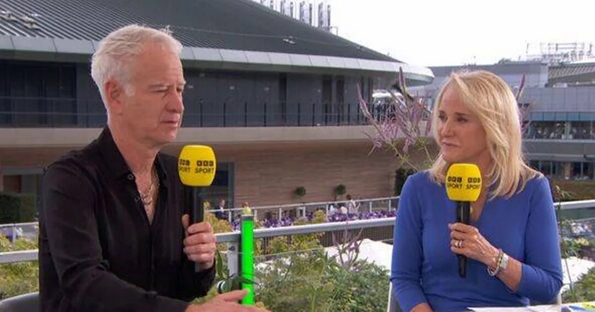 Clare Balding scolds John McEnroe as text to Wimbledon ace brought up