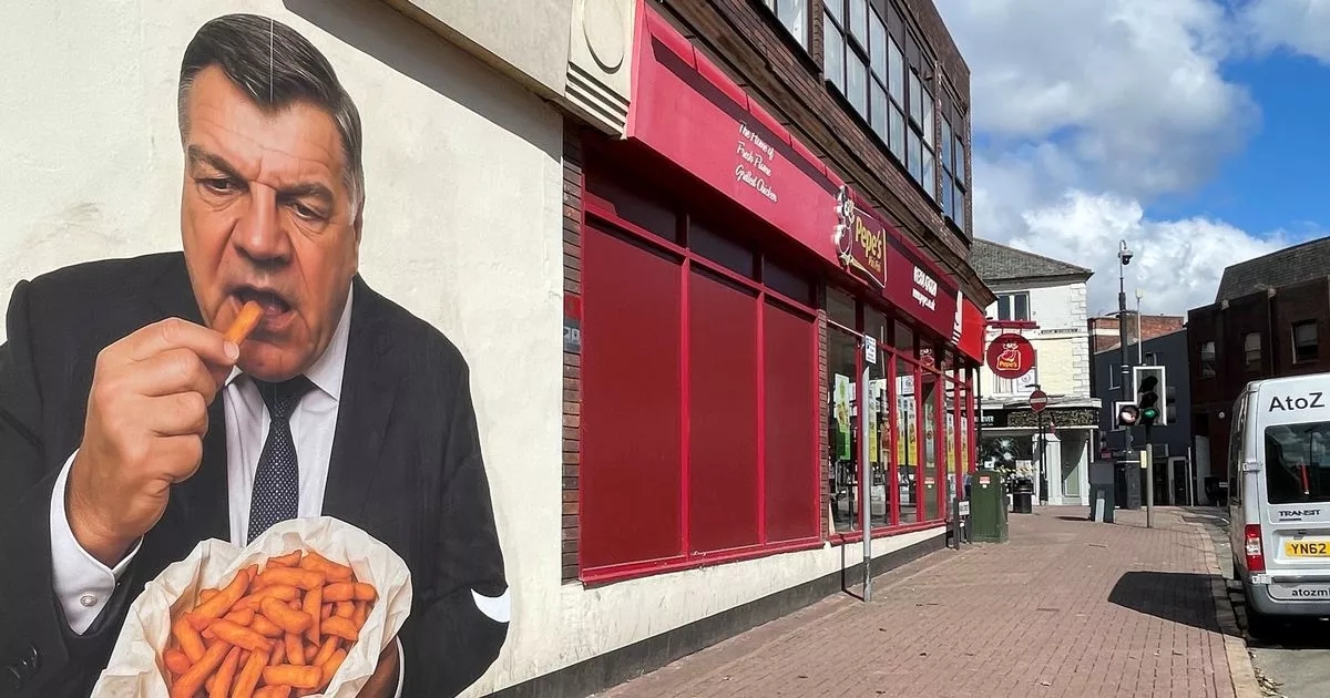Sam Allardyce reacts to giant mural of ex-England manager eating ORANGE CHIPS in hometown