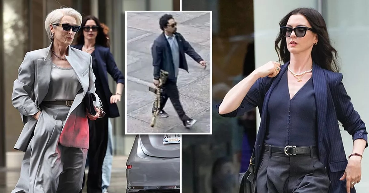 Meryl Streep and Anne Hathaway filming Devil Wears Prada sequel minutes from NYC shooting