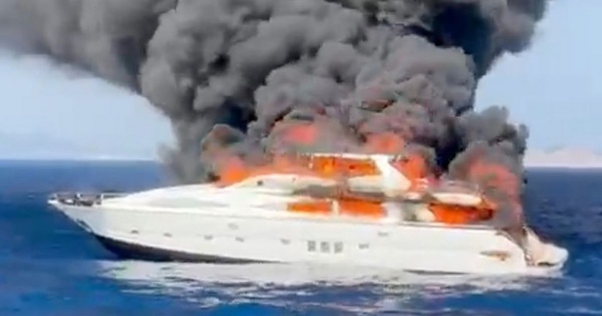 Horror moment superyacht bursts into flames off Ibiza coast before sinking