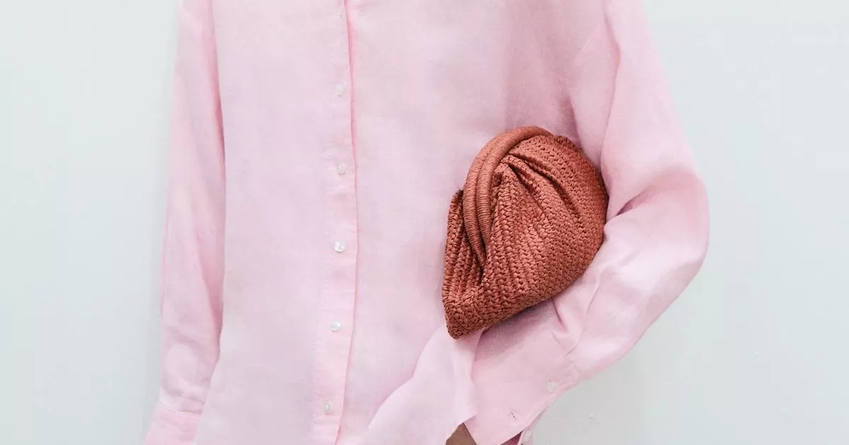 Mango's raffia clutch bag has a Bottega-style look on a budget for under £50