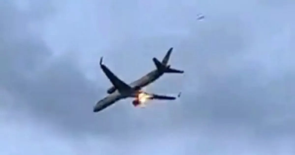 Plane engine erupts in flames with 300 on board as passengers text goodbyes
