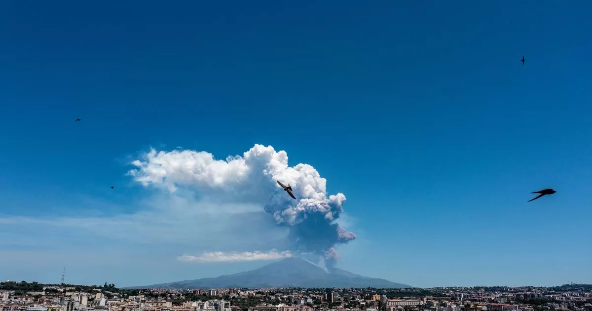 Tourists run in fear as Mount Etna erupts sending giant smoke cloud into air