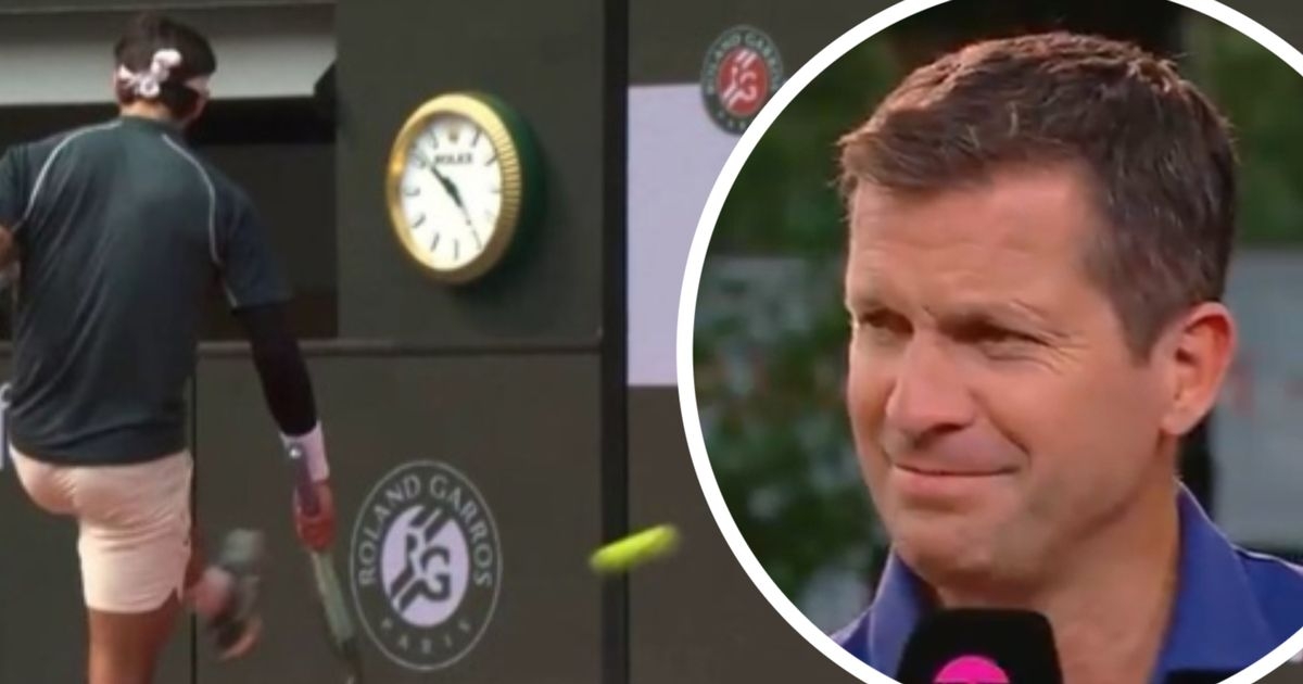 French Open star kicks ball at line judge in outburst as Tim Henman embarrassed