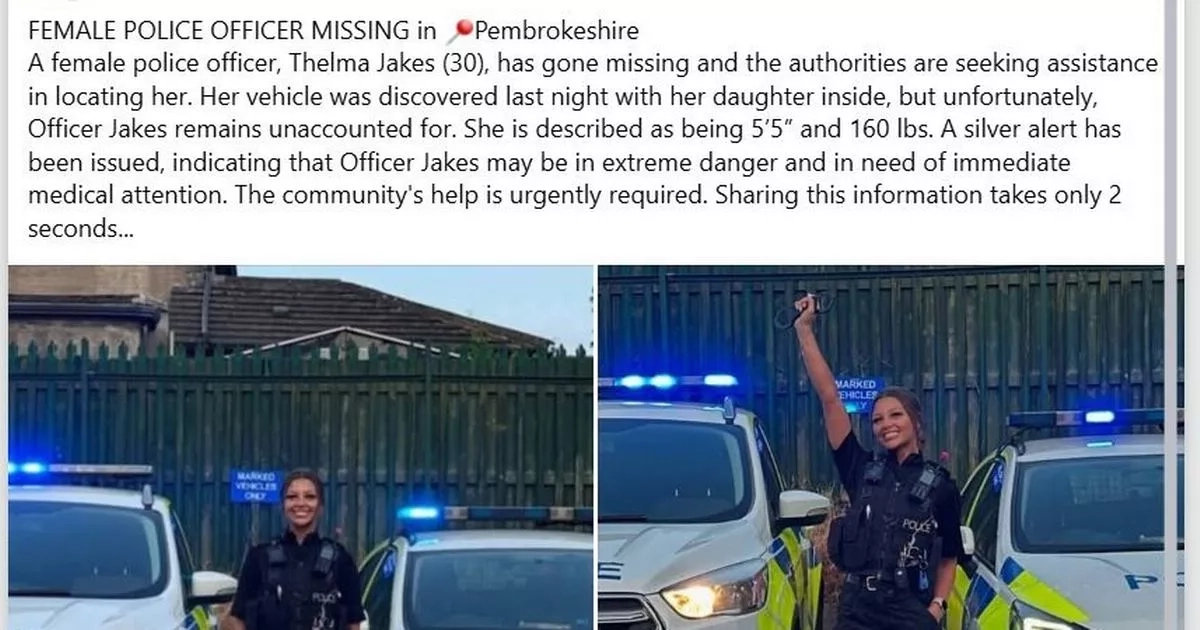 Worrying widely shared Facebook post about missing police officer and child is not what it seems