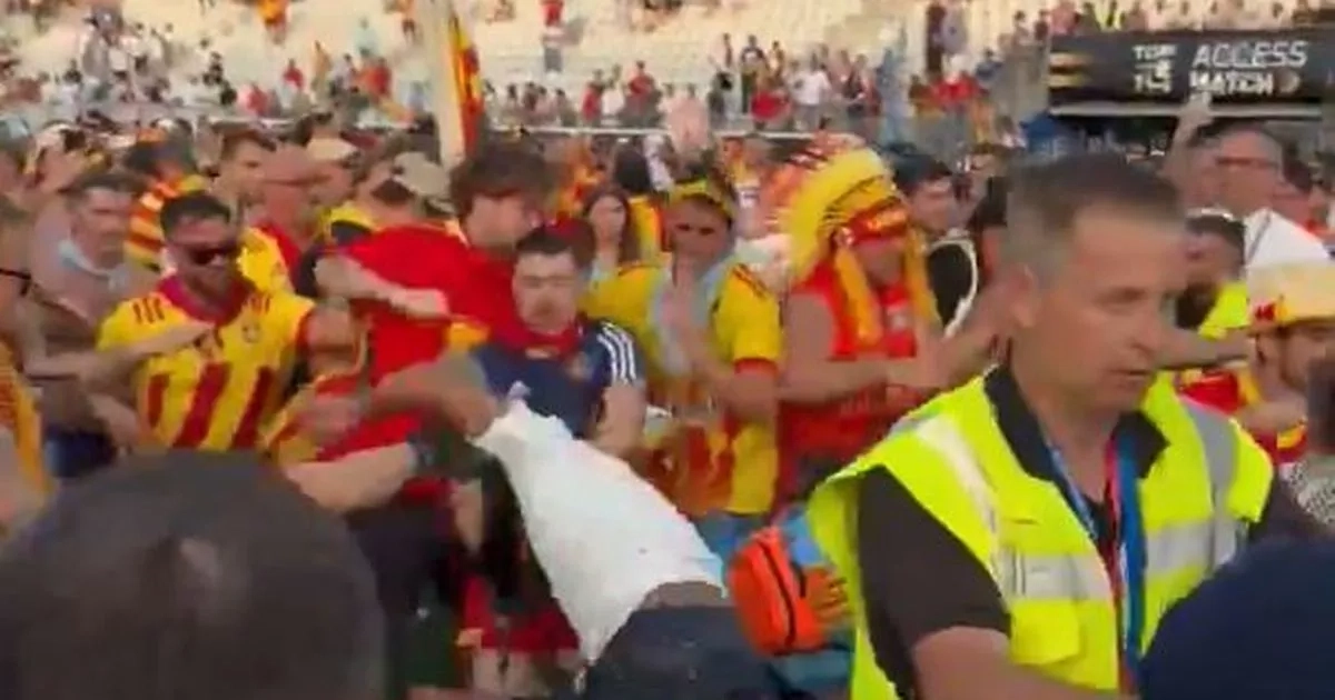 Rugby fans storm pitch and fight as top players chased into dressing room