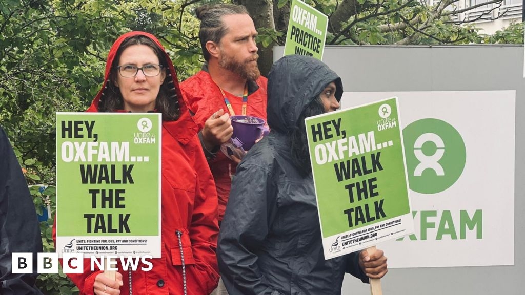 Oxfam workers protest over 'outsourcing' of jobs