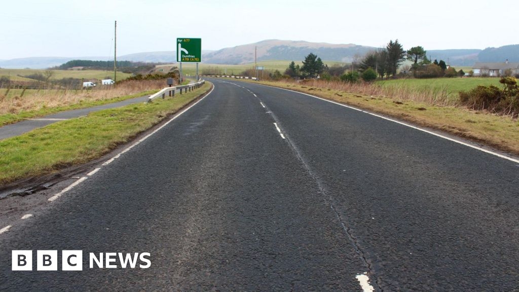 Campervan and motorbike crash shuts A77 near Innermessan