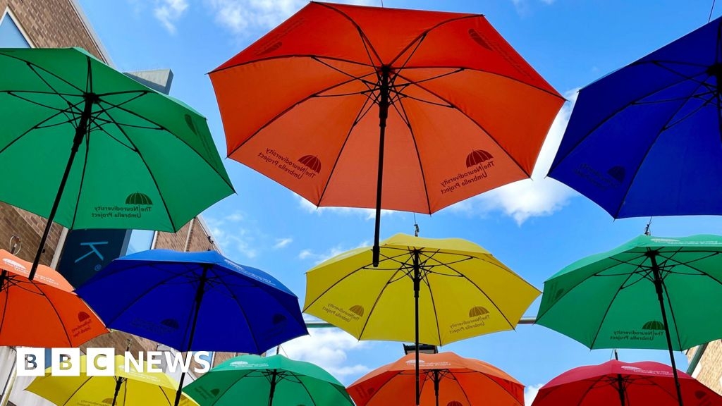 Umbrella display in Milton Keynes highlights neurodiversity