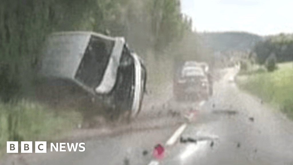 Dashcam shows 'reckless' driver run van off road in police chase
