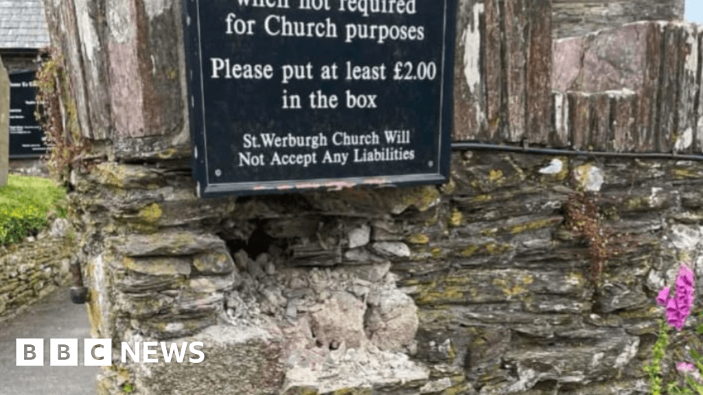 Wembury church collection box ripped out of wall