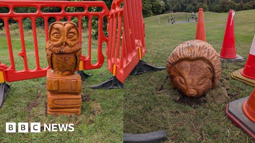 Wooden animal sculptures installed at Chaddesden Park