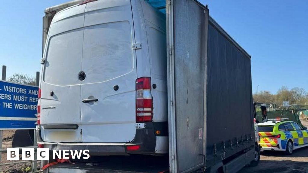 Police spot van poking out of lorry in Nottinghamshire