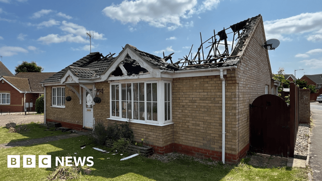 Suffolk bungalow roof destroyed after being stuck by lightning