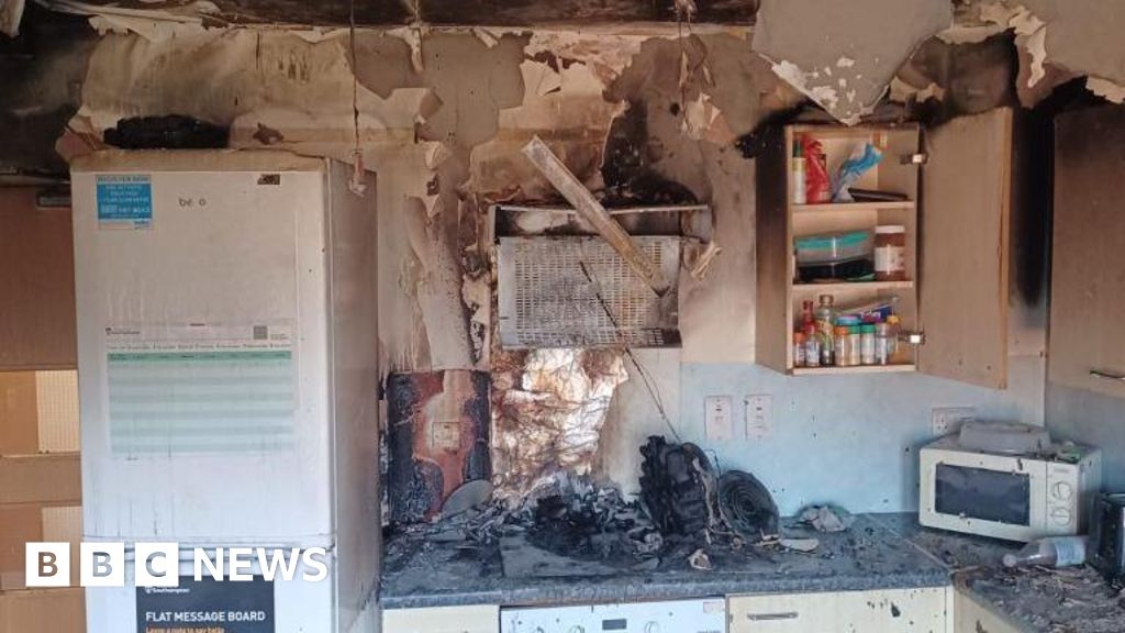 Clutter on hob sets kitchen alight at Southampton student halls
