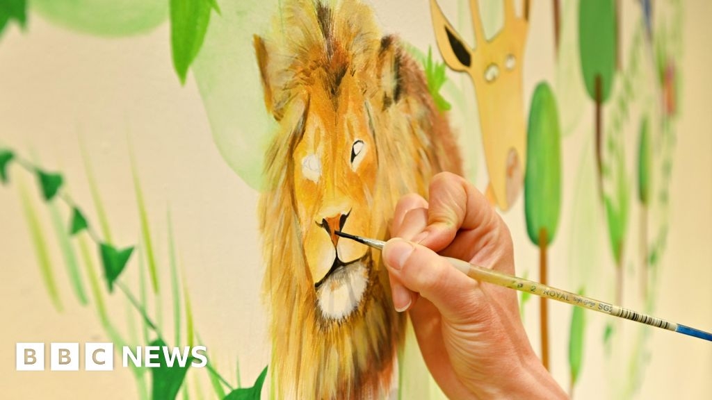 Children's nature drawings turned into mural at Devon school