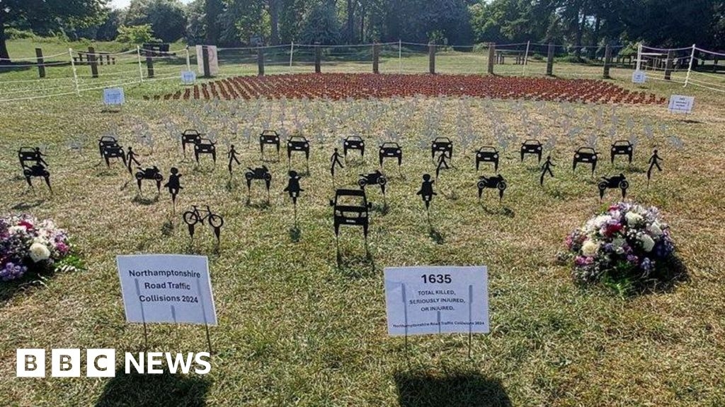 Silhouettes at Irchester Country Park represent road victims