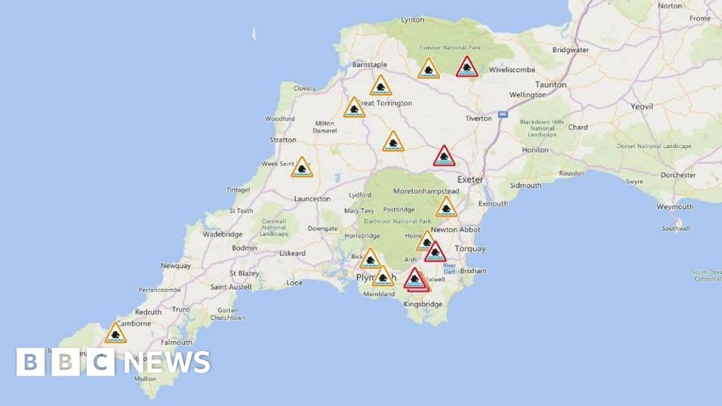 Flood warnings in South West after heavy rain