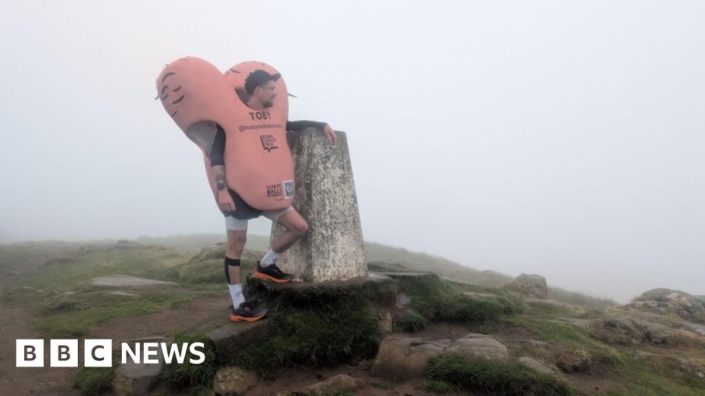 Man dressed as testicles runs Hadrian's Wall for charity