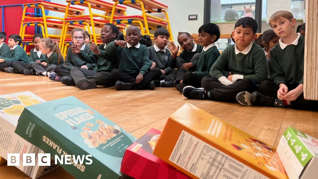 Swindon pupils construct giant cereal domino run for charity