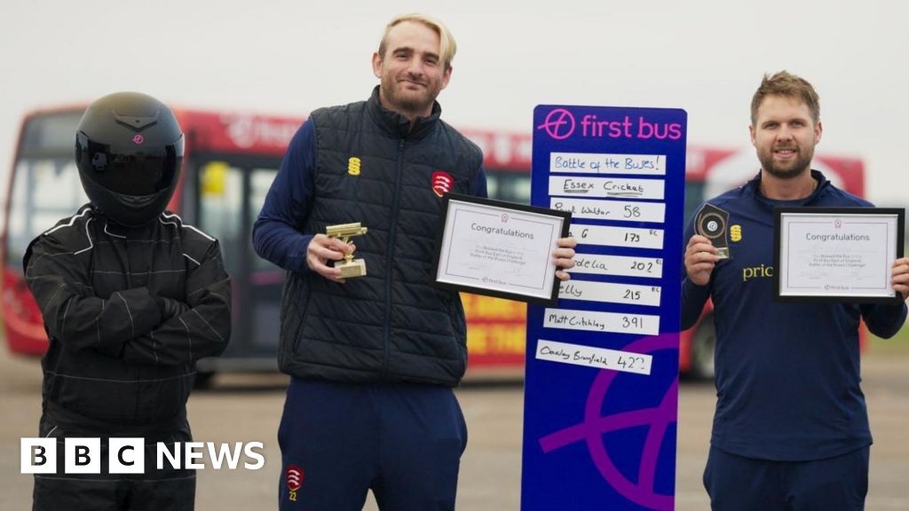 Essex cricketers take on Simon Lightwood MP in unlikely bus race